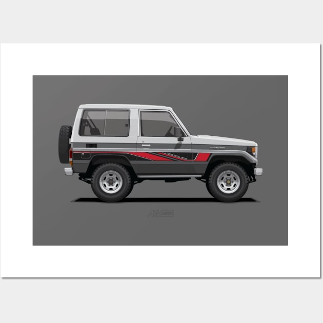 Land Cruiser 70 SWB Silver - Grey (BJ71V) Wall Art by ARVwerks